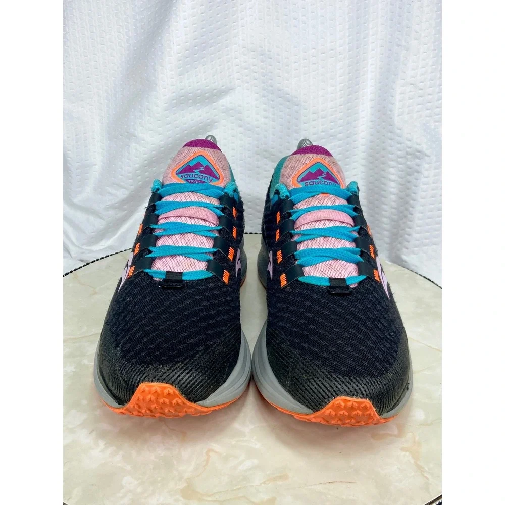 Saucony Canyon TR Trail Running Shoes Women 8.5 Black Pink Athletic Gym Sneakers